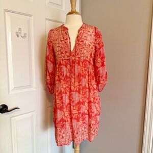 Elan Boho Red Costa Floral Babydoll Dress | Size Small